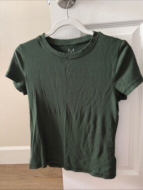 Magaschoni Girls Forest Green Short Sleeve Crew Tee
